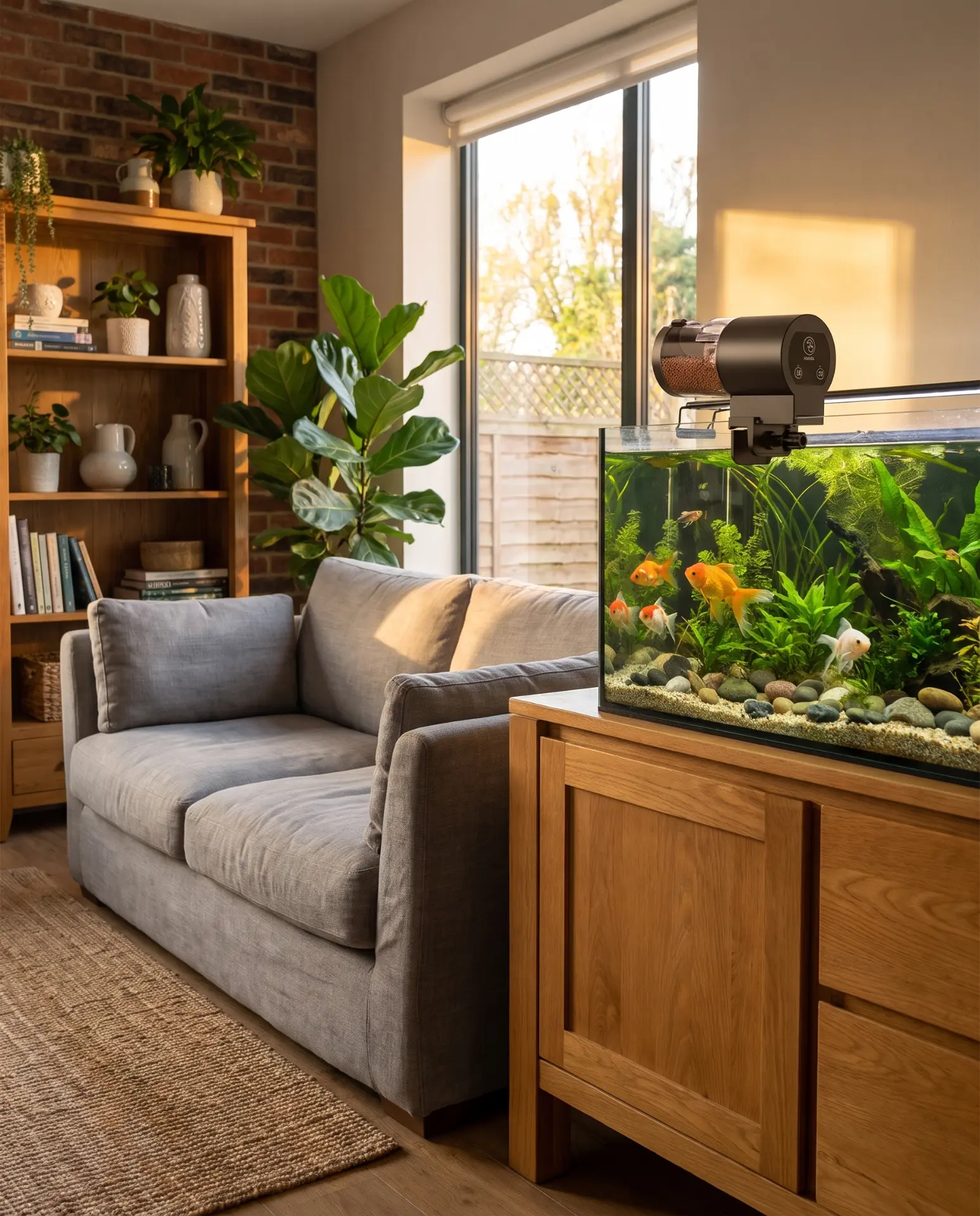 Feeder in a home aquarium